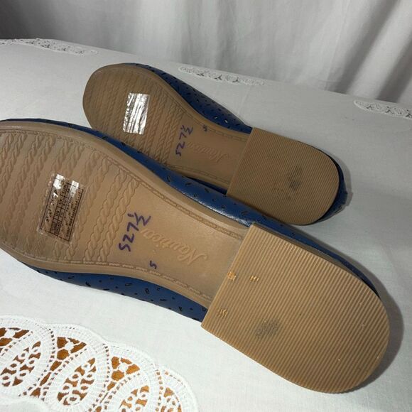 Nautica Navy Blue Perforated Ballet Flats | Bow Accent Slip-On Shoes | Casual Co - Picture 9 of 11